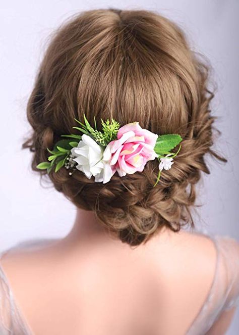 Greenery Hair Piece, Wedding Flower Comb, Flower Hair Piece, Pink Flower Hair, Floral Hair Comb, Flower Hair Pieces, Wedding Hair Piece, Floral Hair Combs, Flower Comb