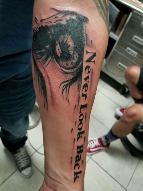 Never Look Back Tattoo, Keep Moving Forward Tattoo, Calf Sleeve Tattoo, Ripped Skin Tattoo, Tiger Eyes Tattoo, Tattoo Font For Men, Horus Tattoo, Tattoo Quotes For Men, Nouveau Tattoo