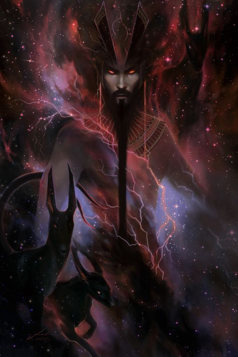 ArtStation - Set - Egyptian God of Storms, War, and Chaos God Of Storms, Egyptian Gods And Goddesses, Ancient Egyptian Deities, Set Painting, Egyptian Deity, Egyptian God, Egyptian Mythology, Oc Art, Egyptian Goddess