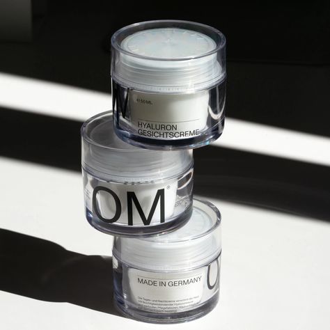 OM is a German unisex skincare company that makes products containing hyaluronic acid, an anionic with many benefits including dry skin alleviation, wrinkle reduction and faster wound healing. It’s produced naturally by within our bodies, impressively containing up to six litres of water per gram. Vintage Lenses, Brand Color Palette, Skincare Brand, Clean Ingredients, Cosmetics Brands, North East, Branding Inspiration, Brand Packaging, Brand Colors