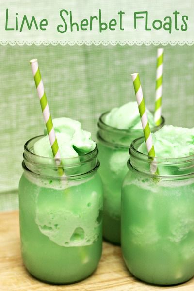 St. Patrick's Day Drinks Sherbert Floats, Lime Sherbert, St Patricks Day Drinks, Lime Sherbet, St. Patrick’s Day, St Patricks Day Food, Saint Patties, St. Patricks Day, Jello Shots