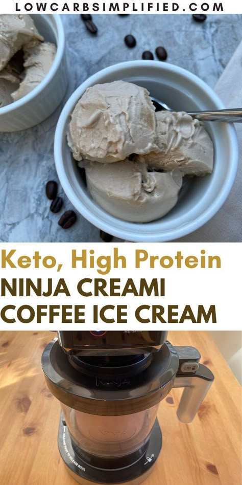 Keto Coffee Ice Cream, Ice Cream Maker Recipes Healthy, Low Calorie Ice Cream, Ninja Ice Cream Recipe, Coffee Ice Cream Recipe, Fat Coffee, Protein Ice Cream Recipe, Protein Ice Cream Recipes, Sugar Free Ice Cream