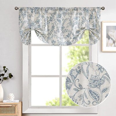 Farmhouse Valances, Small Curtain Rods, Farmhouse Valance, Farmhouse Kitchen Curtains, Valances For Living Room, Tie Up Valance, Cafe Curtain Rods, Floral Farmhouse, Small Window Curtains