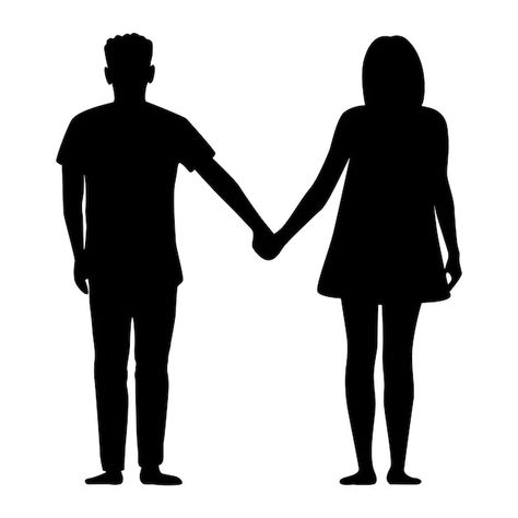 Silhouette man and woman hold hands | Premium Vector #Freepik #vector #body-silhouette #female-figure #woman-shape #woman-figure Man And Woman Silhouette, People Holding Hands, Motorcycle Wedding, Soldier Silhouette, Black And White Wedding Cake, Ballet Posters, Silhouette People, Man Vector, Silhouette Painting