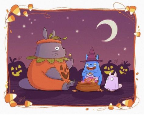 Studio Ghibli Halloween Art, Halloween Ghibli, Ghibli Halloween, Totoro Ghibli, Halloween Stitch, Almost Halloween, Ghibli Anime, Studio Ghibli Background, Ghibli Studio