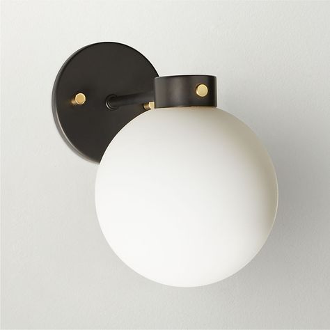 Modern Wall Sconces, Indoor/Outdoor Wall Lights and Plug-In Sconces | CB2 Exterior Globe Light, Black Flush Mount Light, Black Globe, Addition Ideas, Contemporary Wall Sconces, Mirror Bathroom, Globe Pendant Light, Downstairs Bathroom, House Exteriors