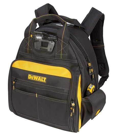 DEWALT Lighted Tool Backpack Bag Hvac Tool Bags, Electrician Tool Bag, Hvac Tools, Tool Backpack, Dewalt Tools, Electrician Tools, Backpack Reviews, Tool Bags, Light Backpack