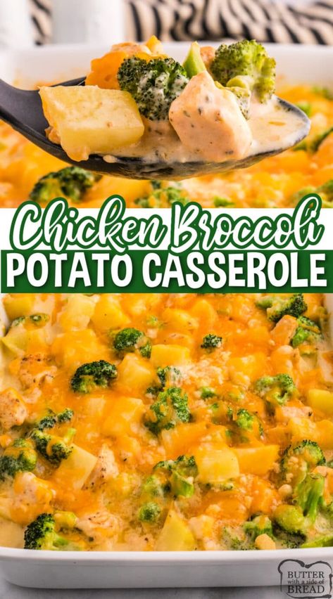 CHICKEN BROCCOLI POTATO CASSEROLE - Butter with a Side of Bread Chicken Broccoli Potato Casserole, Broccoli Potato Casserole, Cheese Potato Casserole, Smoked Meatloaf Recipe, Chicken Broccoli Bake, Chicken Potato Casserole, Broccoli Potato, Potatoes Broccoli, Broccoli And Potatoes