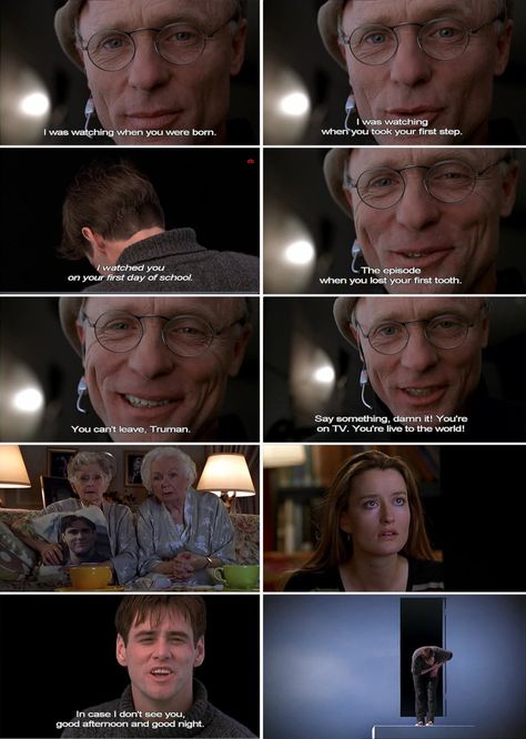 The Truman Show. The Truman Show Quotes, Quotes And Meanings, Speak Movie, Truman Burbank, Show Quotes, The Truman Show, Septième Art, Famous Movie Quotes, Movie Lines