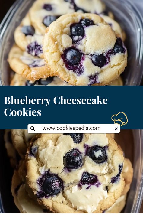 These cookies combine the sweet tartness of blueberries with creamy cheesecake flavors and melty white chocolate chips. Easy to make with Jiffy Blueberry Muffin mix—perfect for any occasion! 🌟🍪 Chill, bake, and enjoy! Blueberry Cream Cheese Cookies Recipes, Jiffy Blueberry Cookies, Blueberry Cheesecake Cookies Jiffy, Jiffy Muffin Mix Cookies, Blueberry Crumble Cookies, Blueberry Cream Cheese Cookies, Blueberry White Chocolate Chip Cookies, Blueberry Cheesecake Cookies, Cheesecake Flavors