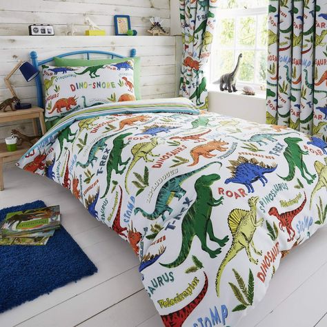 Happy Linen Company Kids Boys Girls Dinosaur Park Jurassic T-Rex Dino Green Reversible Single Bedding Duvet Cover Set: Amazon.co.uk: Kitchen & Home Toddler Cot, Dinosaur Bedding, Toddler Duvet Cover, Dinosaur Room, Dinosaur Park, Print Duvet Cover, Blue Duvet Cover, Double Duvet Covers, Single Duvet Cover