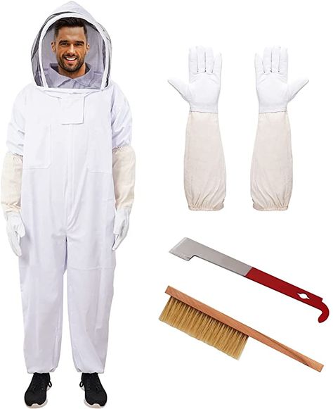 Amazon.com : Bee Suit with Glove and Bee Hive Tool,Beekeeping Smock Protective Suit, with Veil and Pants Total Protection for Backyard & Beginner (L) : Patio, Lawn & Garden Beekeeper Costume, Beekeeping Suit, Bee Suit, Bee Keeping, Bee Hive, Lawn Garden, Bumble Bee, Veil, Smocking