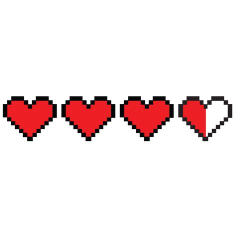 Zelda Hearts Tattoo, Pixel Heart Tattoo, 3 Hearts Tattoo, Minecraft Tattoo, Pixel Heart, Hallway Art, Wolf Tattoo Design, Gaming Tattoo, Small Hand Tattoos