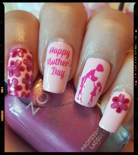 Pink Mother’s Day Nails Design - Pink Nails - Acrylic Nails Mothers Day Nails, Crazy Nail Designs, Modern Nail Art, Glitter French Manicure, Christmas Manicure, Heart Nail Art, Acrylic Nail Kit, Nail Art Designs Summer, Christmas Nail Art Designs