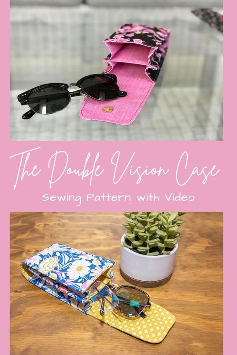 The Double Vision Case, Sewing Pattern with Video - Sew Modern Bags Sewing Glasses Case Free Pattern, Glasses Cases To Sew Free Pattern, Double Eyeglass Case Pattern, Eye Glasses Case Diy Free Pattern, Diy Glasses Case, Sew Eyeglass Cases, Eyeglass Cases Pattern, Eye Glasses Case, Sewing Handbag