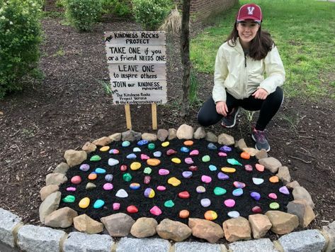 Verona Park, F.N. Brown Get Kindness Rocks Gardens Preschool Rock Garden, Community Rock Garden, Kindness Garden Rocks, School Rock Garden, Kindness Rock Garden Ideas, Rock Garden Sign, Sel Projects, Kindness Rock Garden, School Landscaping