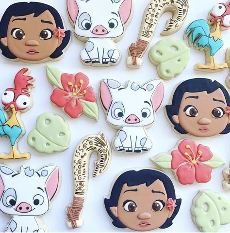 Moana Cookies, Moana Birthday Party Theme, Disney Sweets, Moana Theme Birthday, Festa Moana Baby, Moana Bebe, Moana Cake, Moana Theme, Moana Themed Party