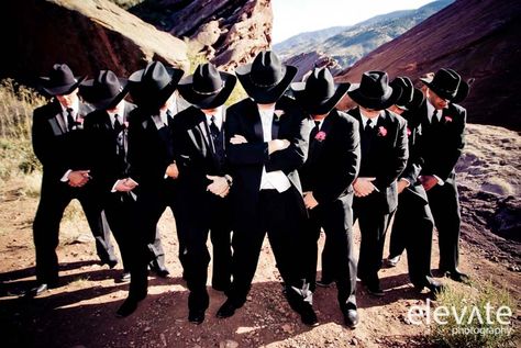 Cowboy Groomsmen, White Tux, Cowgirl Wedding, Cowboy Wedding, Wedding Groomsmen, Denver Wedding, Fun Wedding Photography, Western Wedding, White Hat