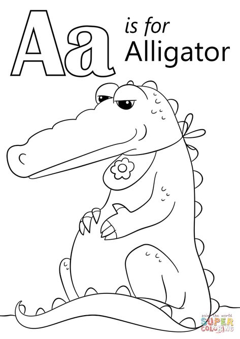 A Is For Animals, Alligator Coloring Page Free Printable, Letter A Coloring Page Free Printable, Abc Coloring Pages Free Printable, Color Letters Alphabet Free Printable, Alphabet Coloring Pages Free Printable, A Is For, Letter A Printables, Alligator Coloring Page