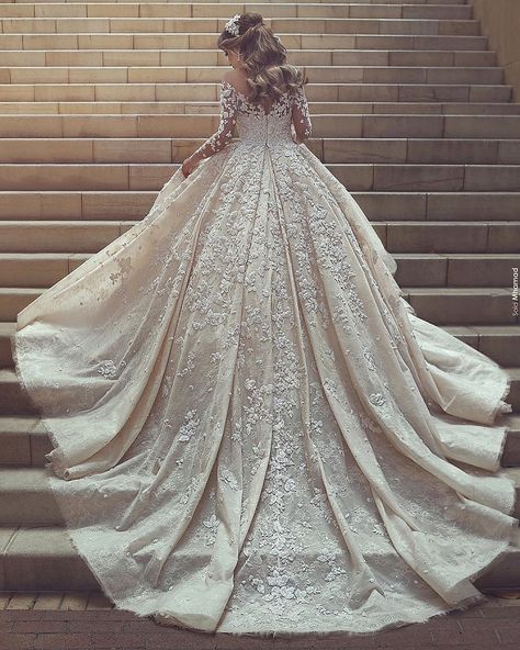 Unconventional Princess Ball Gown Wedding Dresses | Fairytale Wedding Dress #weddingdress #weddingdresses #ballgown #princessballgown #weddinggowns Disney Wedding Dress, Long Sleeve Wedding Dress Vintage, Long Sleeves Wedding Dresses, Wedding Dress Tea Length, Wedding Dress Material, Long Sleeve Bridal Gown, Sleeves Wedding Dresses, White Ball Gowns, Lace Wedding Dress With Sleeves