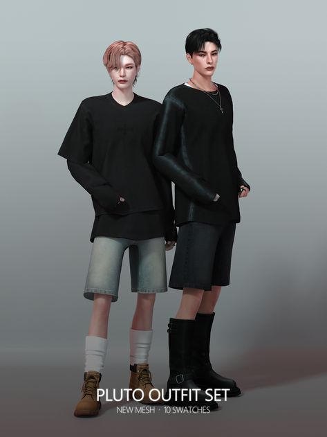 [Preview] PLUTO Outfit Set | Patreon Sims Mens Clothes, Sims 4 Cc Finds Clothes Male, Sims 4 Boy Cc Clothes, Sims 4 Male Shirts Cc, Sims 4 Boys Cc Clothing, Sims 4 Cc Male Shorts, Sim4 Cc Clothing Male, Sims 4 Clothes Cc Men, Pluto Outfit