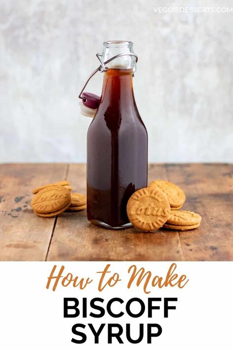 Shortbread Syrup Recipe, Flavored Syrup Recipe, Biscoff Syrup, Toffee Nut Syrup Recipe, Syrup Recipe For Coffee, Coffee Syrup Recipe, Homemade Coffee Syrup, Veggie Desserts, Coffee Syrups