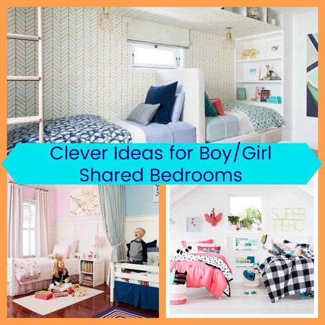 Clever Ideas for Boy/Girl Shared Bedrooms - The Organized Mom Sibling Rooms Brother Sister, Siblings Sharing Bedroom Brother Sister, Boy And Girl Shared Bedroom Toddler, Brother Sister Room Sharing, Shared Bedroom Organization, Sisters Shared Room, Sisters Shared Bedroom, Sibling Bedroom, Small Shared Bedroom