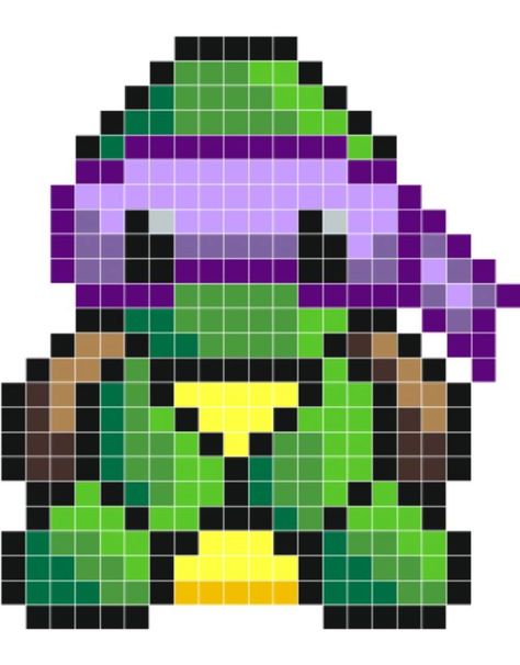 Teenage Mutant Ninja Turtles Donatello Teenage Mutant Ninja Turtles Donatello, Ninja Turtles Donatello, Donatello Ninja Turtle, Easy Perler Beads Ideas, Art Templates, Pixel Art Grid, 8 Bits, Pixel Pattern, Pixel Art Pattern