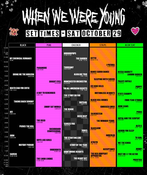 When We Were Young – October 21, 2023 – Las Vegas Festival Grounds When We Were Young Festival, Festival Grounds, Manchester Orchestra, Landon Barker, Alkaline Trio, All American Rejects, Punk Wallpaper, Dance Gavin Dance, Festival Outfits Men