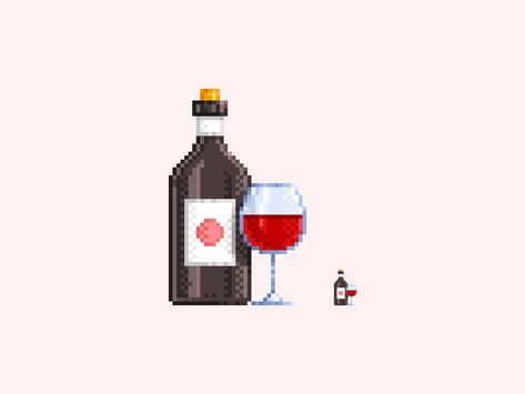 #08 Wine pixel art by Exit Red Pixel Art Gif, Wine Pixel Art, Pixel Embroidery, Pixel Art Potion, Pixel Art Potion Bottle, Pixel Food Png, Pixel Food, Wine Icon, Pixel Png