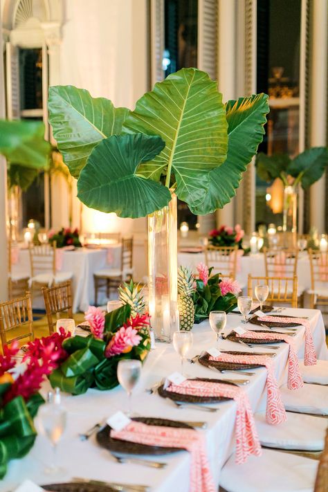 Night Table Decor, Havana Nights Party, Tropical Centerpieces, Lost In Paradise, Paradise Wedding, Fisher Island, Flamingo Birthday Party, Havana Nights, Nigerian Weddings