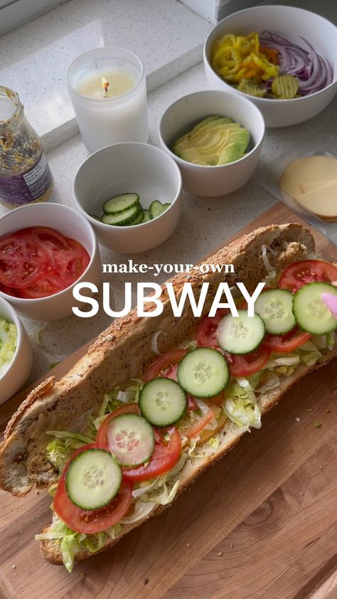 bookmark this idea for MAKE-YOUR-OWN SUBWAY SANDWICHES 🌯🍅🥒✨at home (easy dinner!) follow HealthyGirl Kitchen for more! | HealthyGirl Kitchen | HealthyGirl Kitchen · Original audio Subway Sandwiches, Subway Sandwich, Smoked Gouda Cheese, Banana Peppers, Grain Bread, Cucumber Avocado, Plant Based Cookbook, Tomato Cucumber, Vegetarian Sandwich