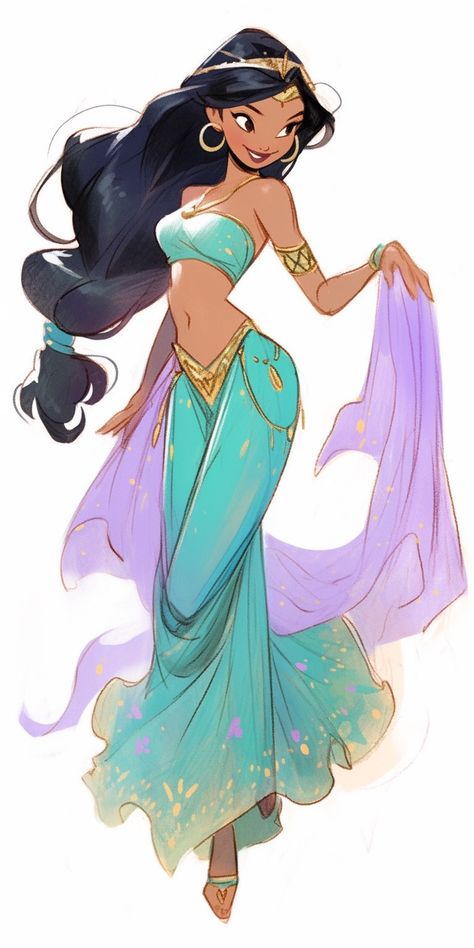 Aladdin Character Design, Princess Jasmine Fanart, Jasmine Fanart, Princess Jasmine Art, Jasmine Drawing, Jasmine Art, Aladdin Art, Disney Art Style, Jasmine Princess