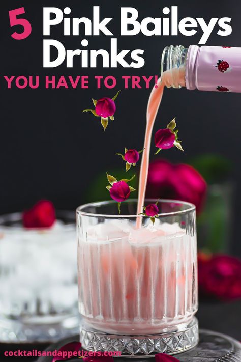 Baileys Strawberries and Cream mixed drinks are perfect for date night, Valentines or anytime you want a romantic cocktail recipe. Creamy pink martinis, pink boozy frozen milkshake and pink shot recipes. Baileys Pink Drink, Strawberry Cream Liquor Recipes, Strawberry And Cream Drink, Baileys Strawberries And Cream Drinks, Pink Martinis, Baileys And Vodka, Strawberries And Cream Recipe, Strawberry Drink Recipes, Cream Cocktails