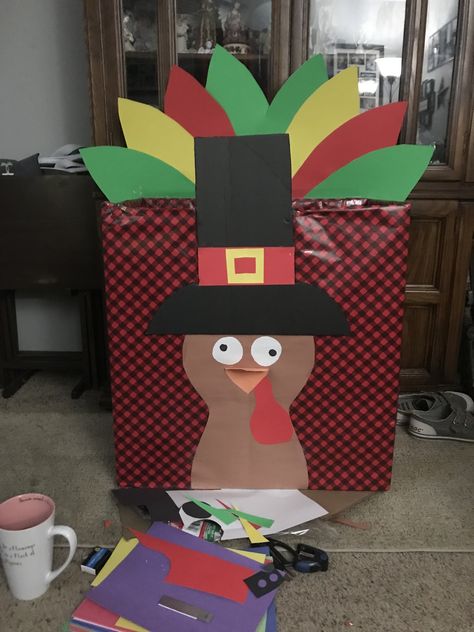 Thanksgiving Box Decorations, Turkey Food Drive Box Ideas, Can Drive Box Ideas, Thanksgiving Donation Box Ideas, Turkey Box Food Drive, Fall Food Drive Box Ideas, Canned Food Donation Box Ideas, Can Food Drive Box Ideas Thanksgiving, Food Drive Box Ideas Fun