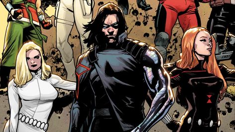 Marvel Comics is reviving the Thunderbolts in December 2023, and the new team shares more than a little in common with the upcoming MCU movie. Comic Bucky, Thunderbolts Marvel, Winter Widow, Bucky And Natasha, Black Widows, Наташа Romanoff, James Barnes, Winter Soldier Bucky, Black Widow Natasha