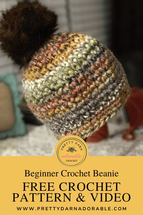 Free Crochet Beanie Pattern & Video Tutorial Crotchet Hat, Free Crochet Beanie Pattern, Free Crochet Hat Pattern, Bulky Yarn Patterns, Wearable Accessories, Bulky Yarn Crochet, Chunky Crochet Hat, Beanie Pattern Free, Boys Hats