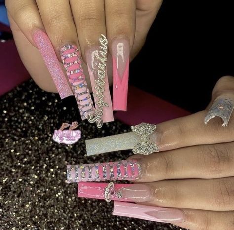 Scorpio Acrylic Nails, Taurus Birthday Nails, Birthday Freestyle Nails, Sagittarius Birthday Nails, Aquarius Birthday Nails, Birthday Sets Nails, Exotic Nails Acrylic, Exotic Birthday Nails, Baddie Birthday Nails