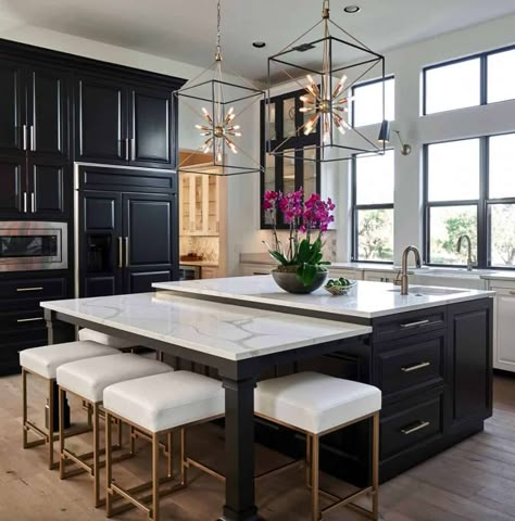 Onyx Kitchen, Urban Rooms, Kitchen Ikea, Creative Interior Design, Classic Kitchen, White Kitchen Design, Dark Kitchen Cabinets, Transitional Kitchen, Black Cabinets