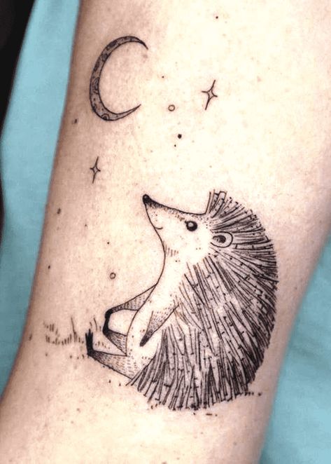 Headhog Tattoo, Hedgehog Flower Tattoo, Tattoo Hedgehog, Minimalist Hedgehog Tattoo, Hedgehog Tattoo Design, Cute Hedgehog Tattoo, Hedgehog Tattoo Ideas, Hedgehog Tattoos, Cottagecore Tattoos