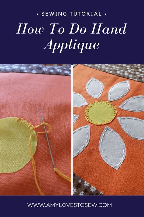 This step by step sewing tutorial will show you how to do hand applique. Click through and follow the photo tutorial to learn how to do this applique technique, something new to add to your sewing repertoire. #sewingbeginners #ilovesewing #learntosew Aplique Quilts By Hand, Applique Techniques Tutorials, Applique Tutorial Step By Step, How To Applique For Beginners By Hand, Hand Applique Stitches, Hand Stitched Applique, How To Do Applique Work, Hand Sewn Applique, Applique Work Tutorial