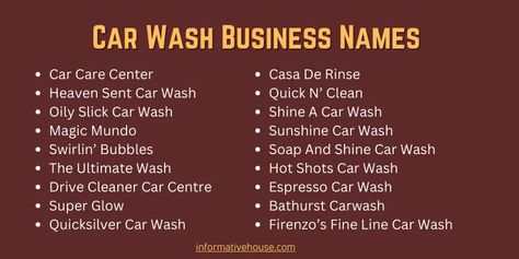 399+ The Most Creative Car Wash Business Names Ideas And Suggestions Car Wash Business Ideas, Car Names Ideas, Car Wash Sign, Detailing Business, Unique Business Names, Car Wash Business, Creative Car, Effective Marketing Strategies, Summer Stuff