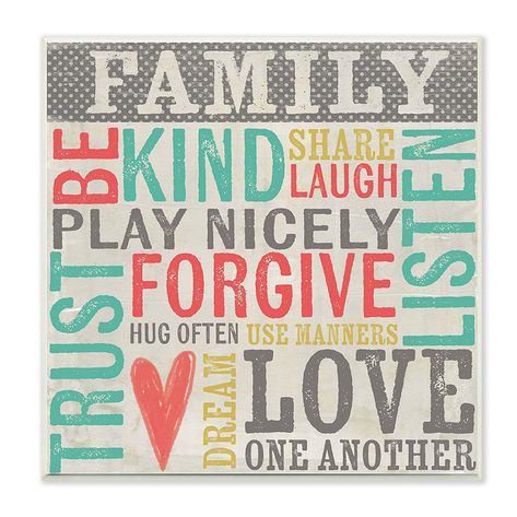 Wood Typography, Typography Wall Decor, Inspiration Typographie, Inspirational Typography, Family Rules, Simple Baby Shower, Beautiful Typography, Print On Wood, Stretched Canvas Wall Art