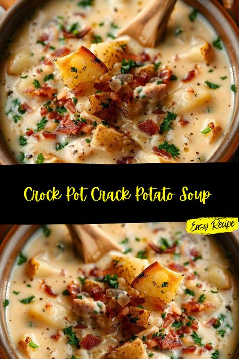 Hashbrown Potato Soup Crockpot, Crockpot Loaded Potato Soup, Chicken Potato Soup, Homemade Potato Soup, Potatoes Crispy, Potato Bacon Soup, Slow Cooker Potato Soup, Cream Of Potato Soup, Ham And Potato Soup