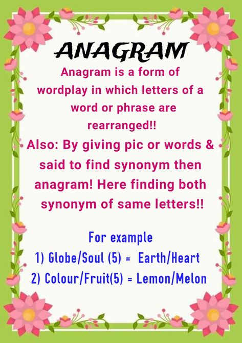 Rebus, Nimbus, Anagram, Blinking Letters, Word Ladder, Cut The Head/Tail Etc.. Anagram Words, Word Ladders, Grammar Activities, Word Play, The Head, Grammar, Quick Saves