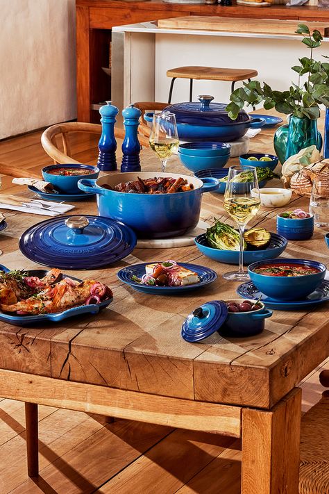 Le Creuset Blue, Best Cookware, Rope Workout, Kitchen Photography, Antique Tea Sets, Le Creuset Cookware, Beautiful Home Gardens, Kitchenware Shop, Le Creuset Stoneware