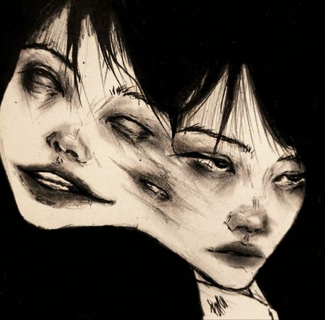 Pfp Horror, Grunge Art Sketches, Unique Pfp, Scary Pfp, Arte Grunge, Grunge Art, Dark Art Drawings, Dark Art Illustrations, Scary Art