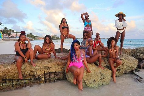 Black Girls Travel Too | Black Women Travel Groups | Black Travel Group Trip Poses, Girls Trip Aesthetic, Girls Traveling, Jamaica Trip, Friend Dates, Manifest Board, Group Pose, Girls Beach Trip, Barbados Travel