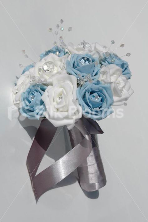 Mix this with the other two blue and white bouquets and it's perfect! Light Blue Wedding, Wedding Abroad, Quince Ideas, Flowers Blue, White Bouquet, White Crystal, Blue Wedding, My Dream Wedding, Quince