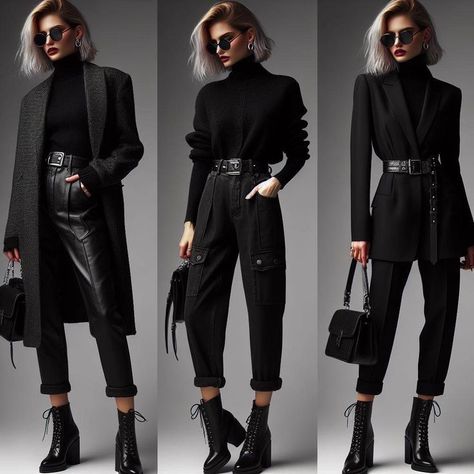 Black Rock Outfits For Women, Comfy Rocker Outfits, Edgy Fancy Outfit, Rock Classy Outfit, Goth Clothing Women, Smart Casual Edgy Outfit, Punk Rock Professional Outfits, Corporate Rock Outfits, Professional Rocker Style